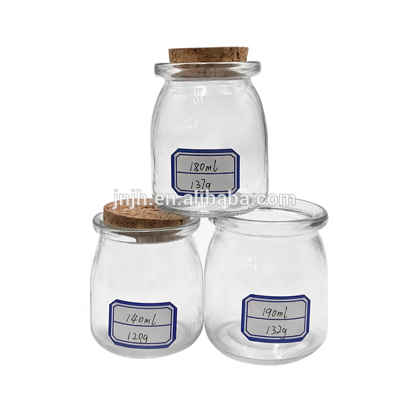 Cheap clear pudding glass jar yoghourt milk bottles with lids