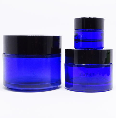 Cheap empty blue luxury 50ml cosmetic cream jar 50g face cream jars