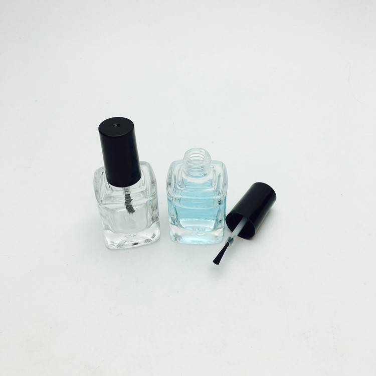 Cheap empty square 10ml glass nail polish bottle with brush cap