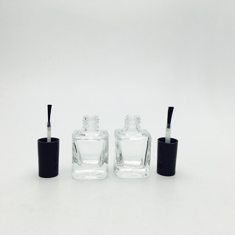 Cheap empty square 10ml glass nail polish bottle with brush cap