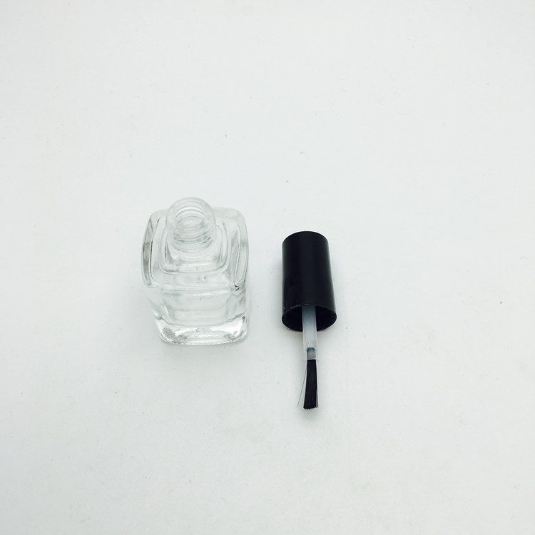 Cheap empty square 10ml glass nail polish bottle with brush cap