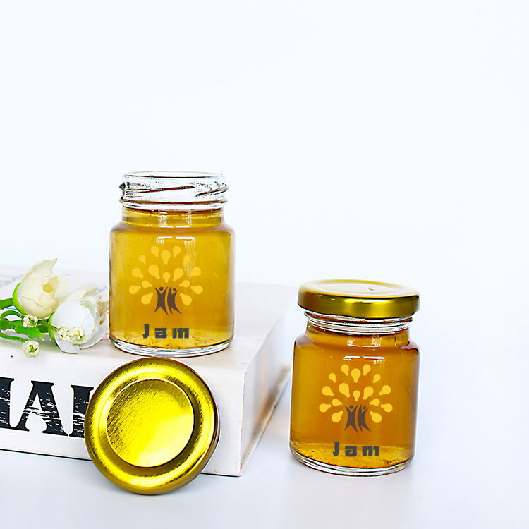 Cheap food packaging containers glass jelly jam jars with gold lid