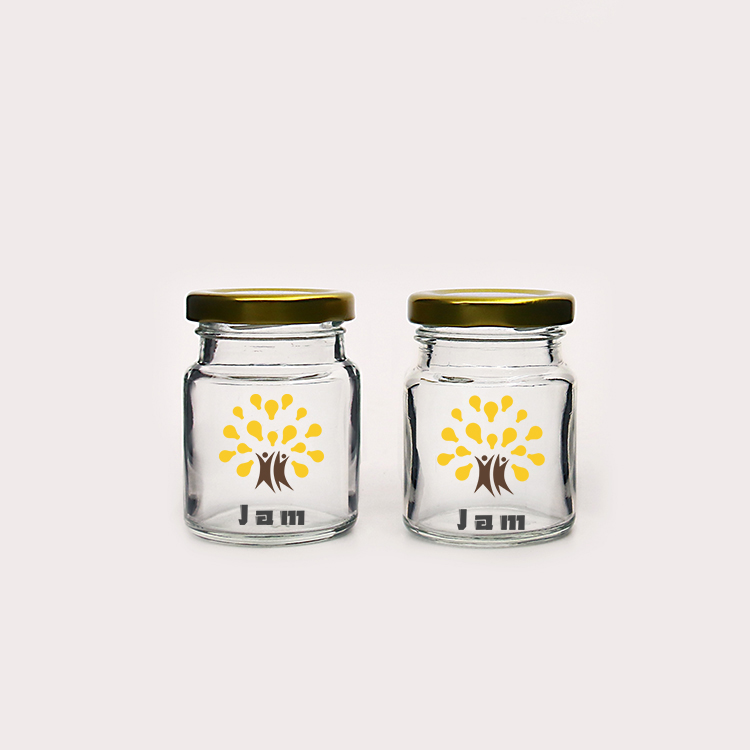 Cheap food packaging containers glass jelly jam jars with gold lid