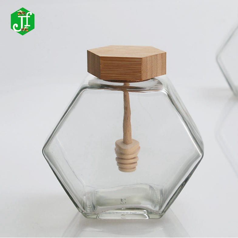 Cheap hot sale bee honey glass jar with lid, little honey glass jar