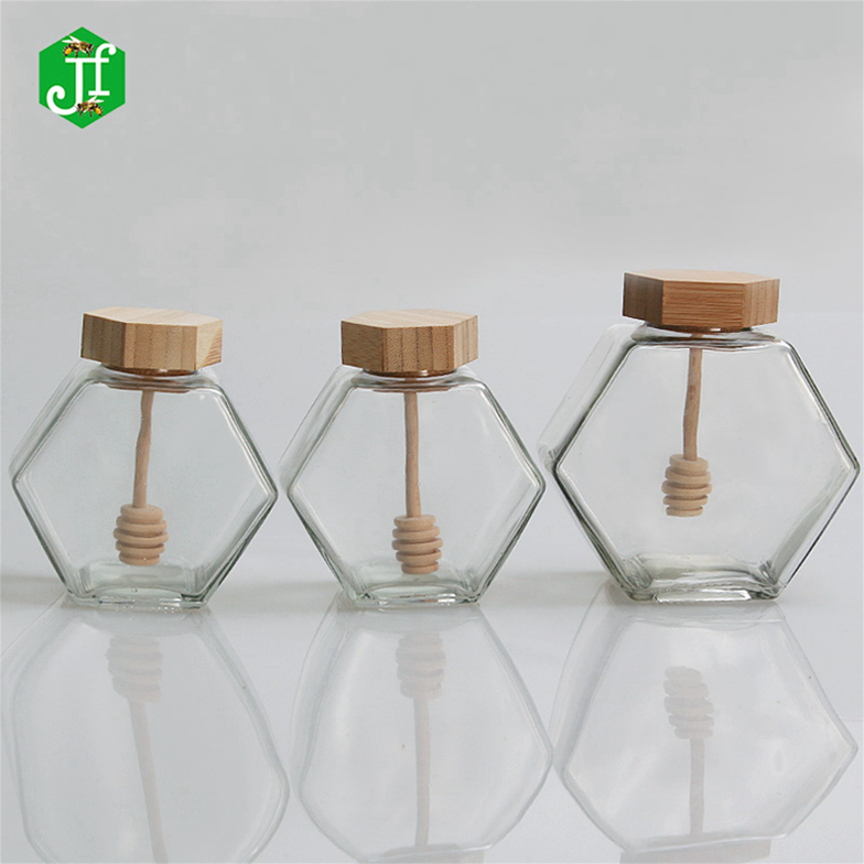 Cheap hot sale bee honey glass jar with lid, little honey glass jar