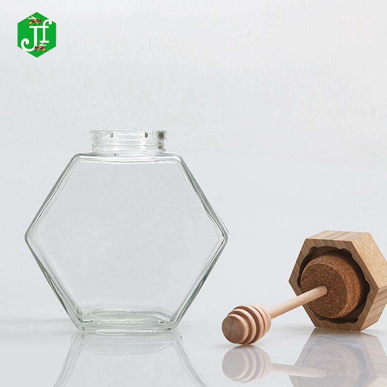 Cheap hot sale bee honey glass jar with lid, little honey glass jar
