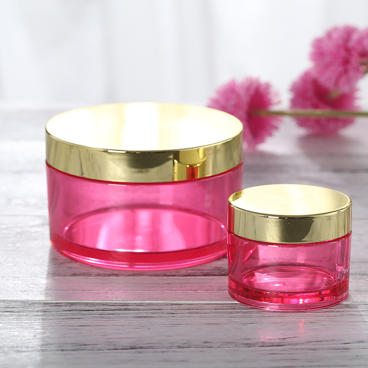 Cheap hot sale pink cosmetics plastic jar, cosmetic cream jar