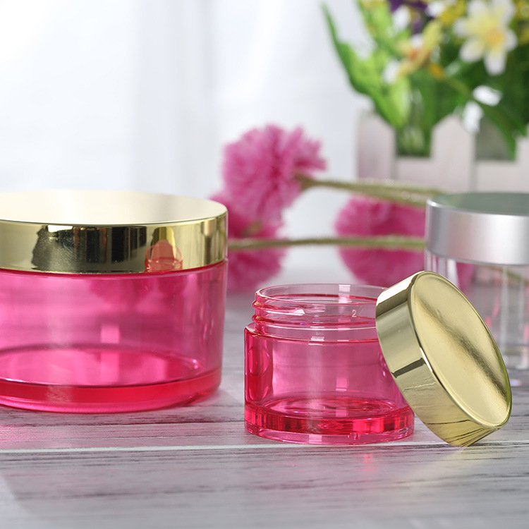 Cheap hot sale pink cosmetics plastic jar, cosmetic cream jar