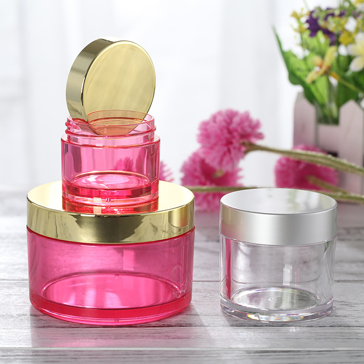Cheap hot sale pink cosmetics plastic jar, cosmetic cream jar