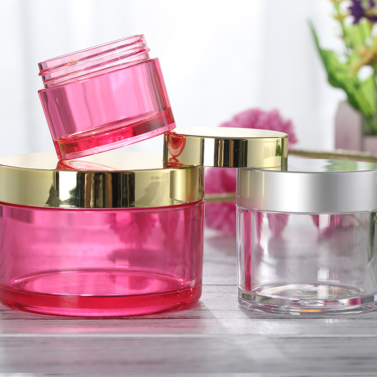 Cheap hot sale pink cosmetics plastic jar, cosmetic cream jar