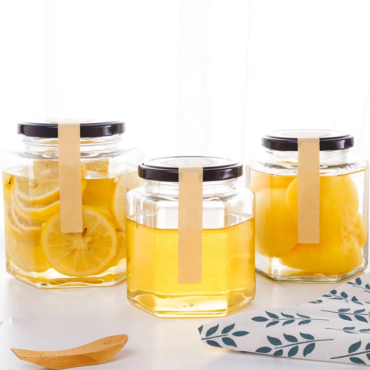Cheap mini 45ml 60g honey hexagon bee shape storage canning jar for honey sauce jelly