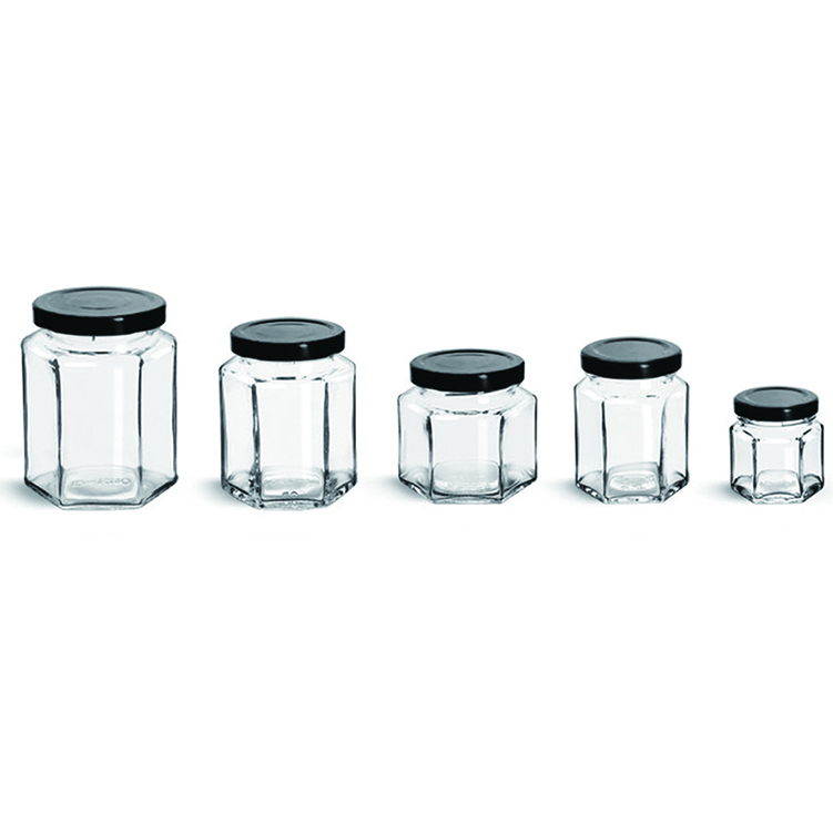 Cheap mini 45ml 60g honey hexagon bee shape storage canning jar for honey sauce jelly