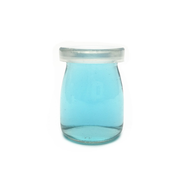 Cheap price 100ml 200ml clear glass jar with plastic lid for jam pudding yogurt