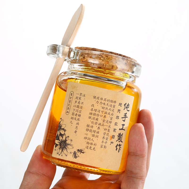 Cheap price 100ml 250ml clear glass pudding jar with cork and spoon