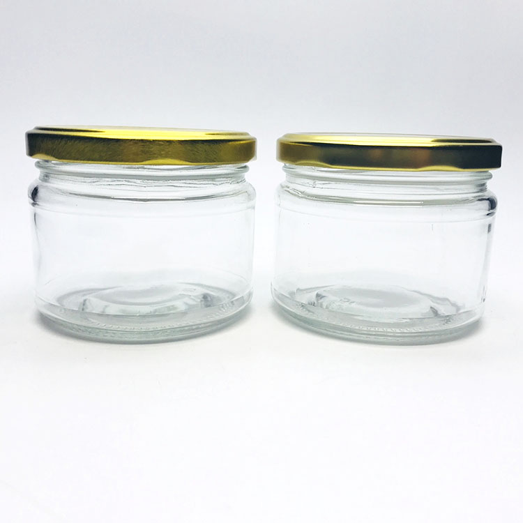 Cheap price 250 ml round clear glass jar envases de vidrio for biscuits with lid