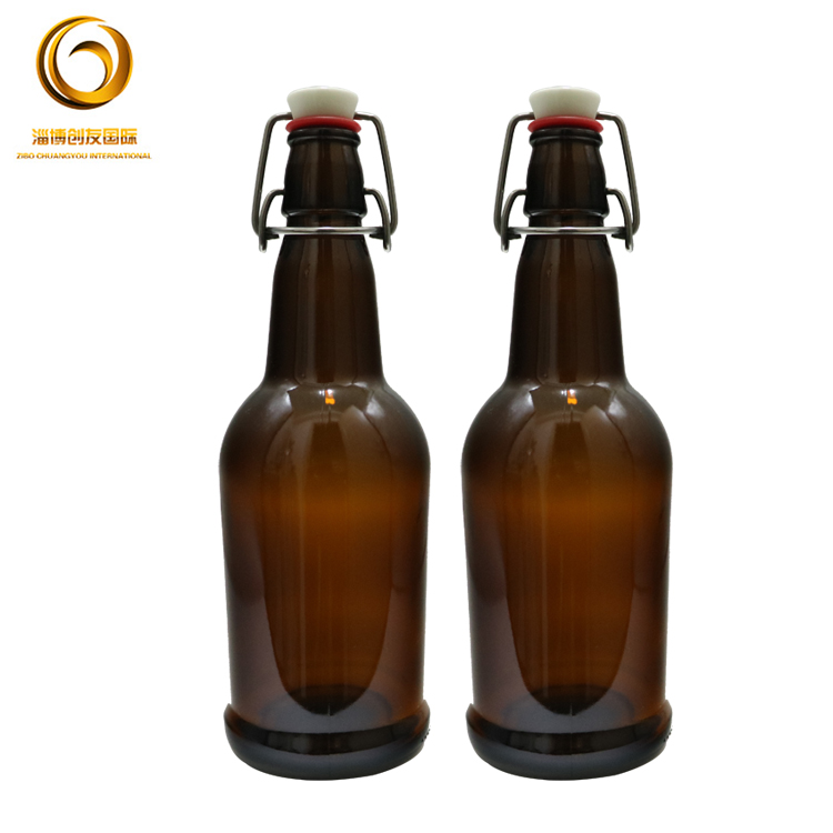 Cheap price 500ml amber glass beer bottle with swing top wholesale