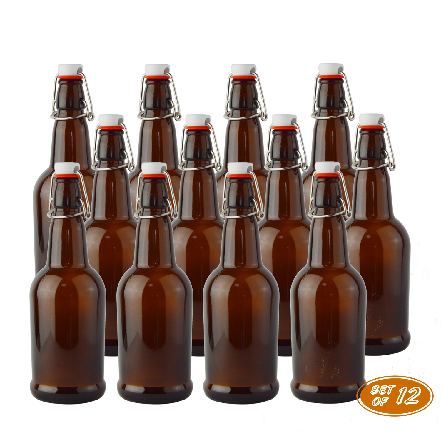 Cheap price 500ml amber glass beer bottle with swing top wholesale
