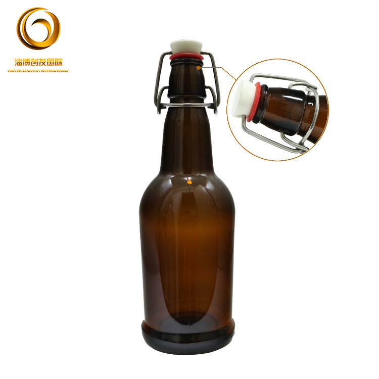 Cheap price 500ml amber glass beer bottle with swing top wholesale