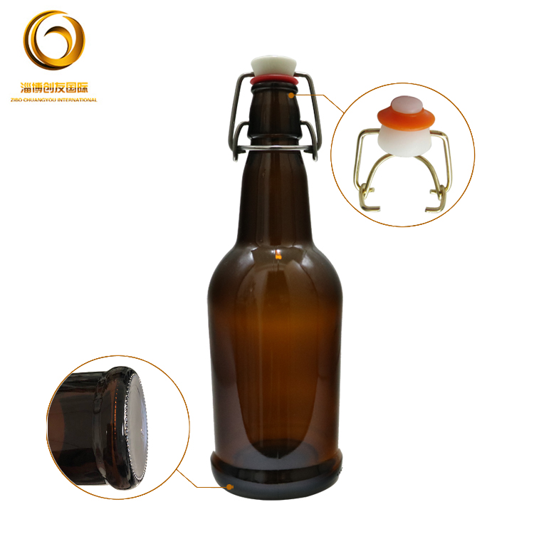 Cheap price 500ml amber glass beer bottle with swing top wholesale