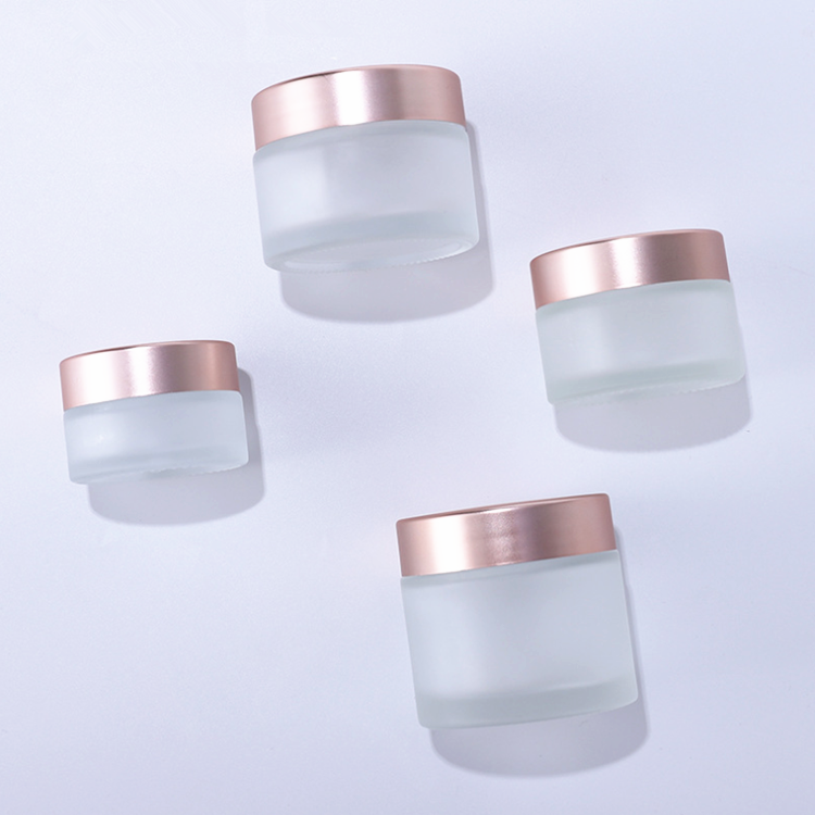 Cheap price Rose gold cap cosmetic packaging 20g 30g 50g empty pink bottle glass cream jar