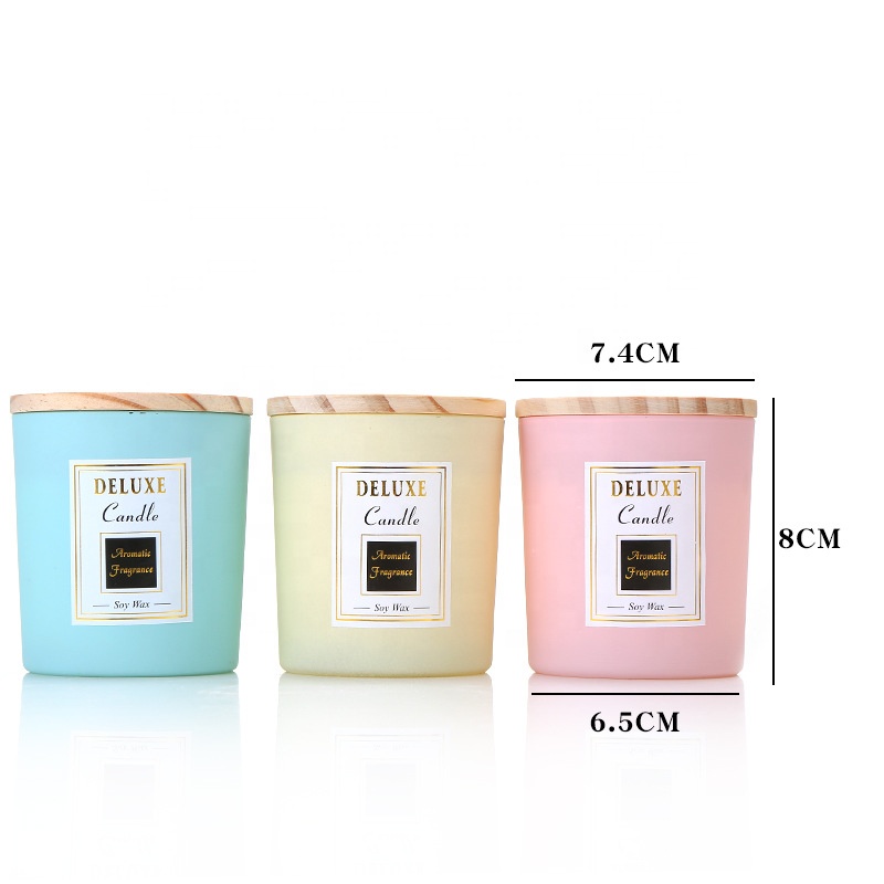 Cheap price blue coffee tea storage honey scented pink candle spice jar glass round 315ml