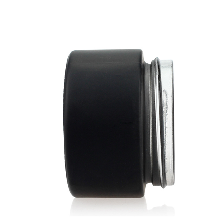 Cheap price frosted black eye cream glass cosmetic bottle with imitation wood cap