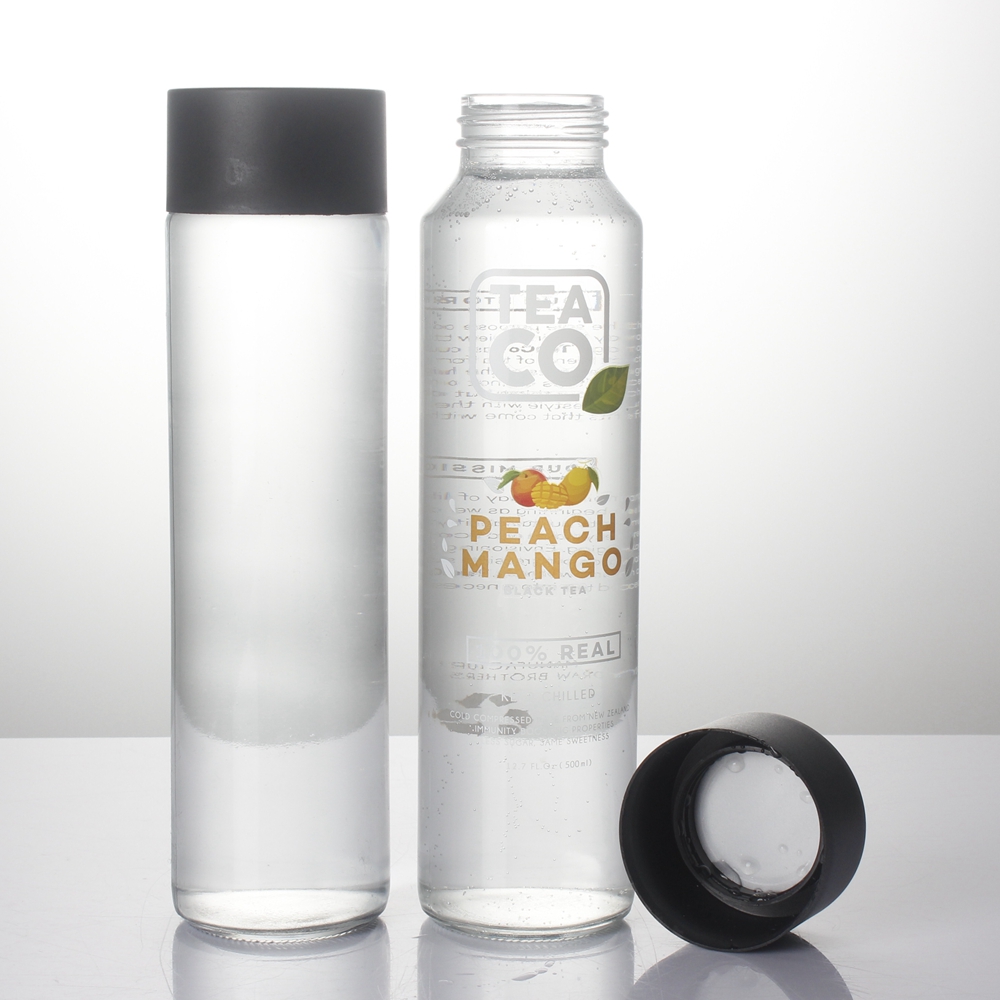 Cheap price transparent 800ml 750ml 500ml 375ml 200ml high flint juice drink beverage mineral water voss glass bottle with cap