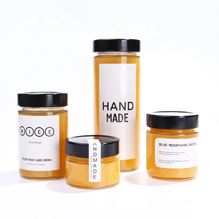 Cheap wholesale 4oz 8oz 12oz wide mouth storage bottle canning jars with black gold deep lids