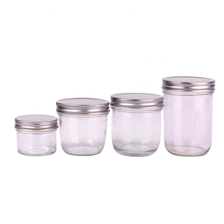 Cheap wide mouth 4oz 120ml 280ml 350ml 450ml canning caviar jam glass mason jar with metal lid