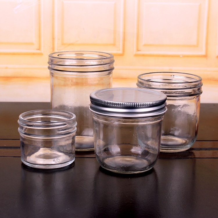 Cheap wide mouth 4oz 120ml 280ml 350ml 450ml canning caviar jam glass mason jar with metal lid
