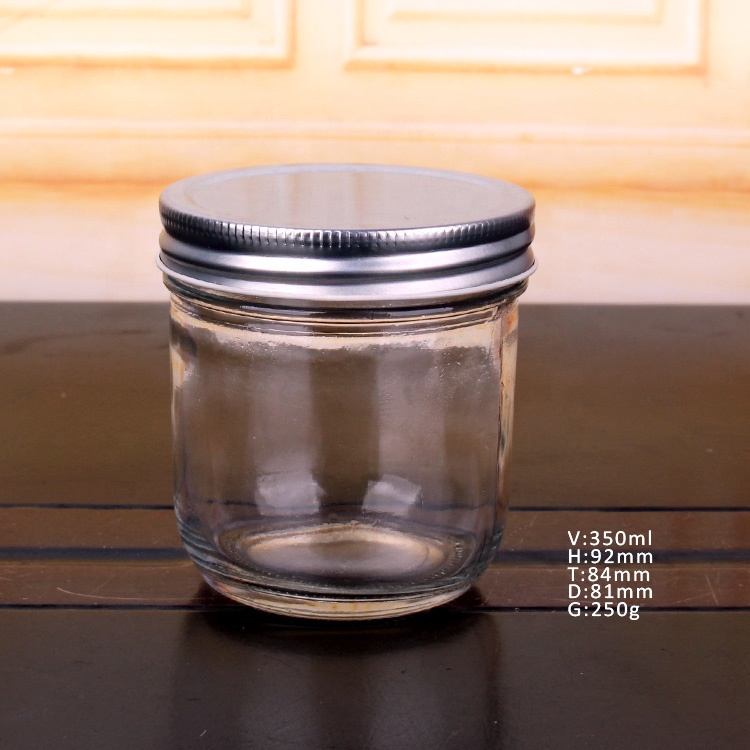 Cheap wide mouth 4oz 120ml 280ml 350ml 450ml canning caviar jam glass mason jar with metal lid