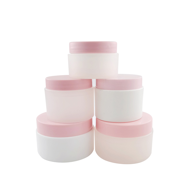 Cherry Pink Lid White Frosted Cream Jar 10g 20g 30g 50g 100g Plastic Small Cosmetic Container Made In China