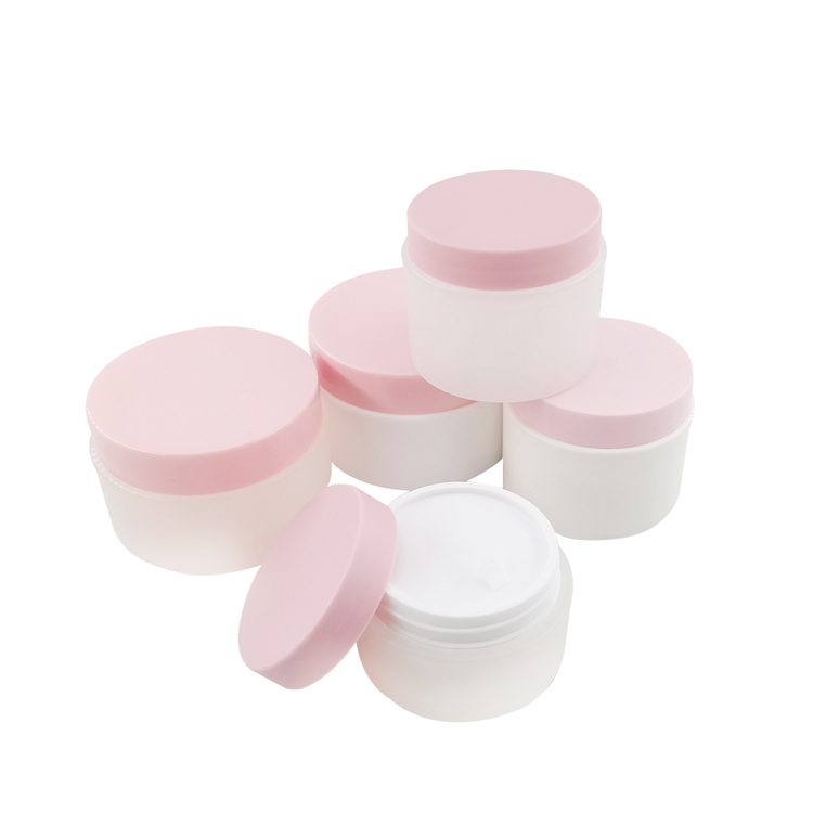 Cherry Pink Lid White Frosted Cream Jar 10g 20g 30g 50g 100g Plastic Small Cosmetic Container Made In China