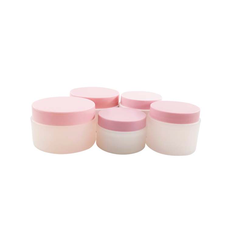Cherry Pink Lid White Frosted Cream Jar 10g 20g 30g 50g 100g Plastic Small Cosmetic Container Made In China
