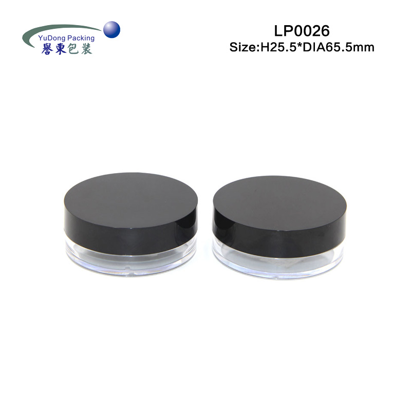Chic empty makeup small round container casing plastic highlighter packaging case loose powder jar with rotating sifter