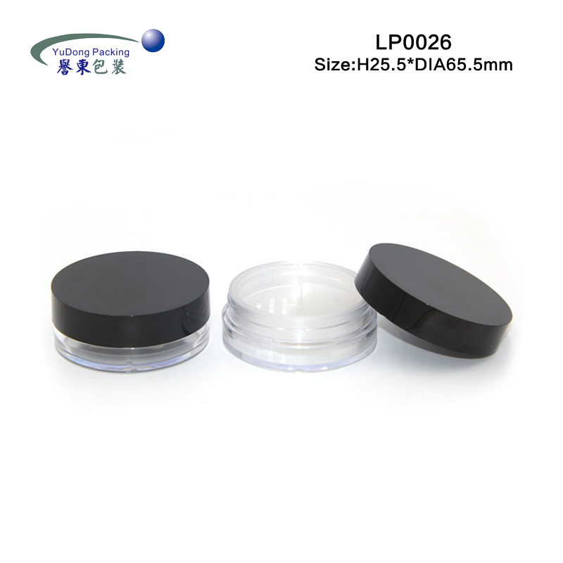 Chic empty makeup small round container casing plastic highlighter packaging case loose powder jar with rotating sifter