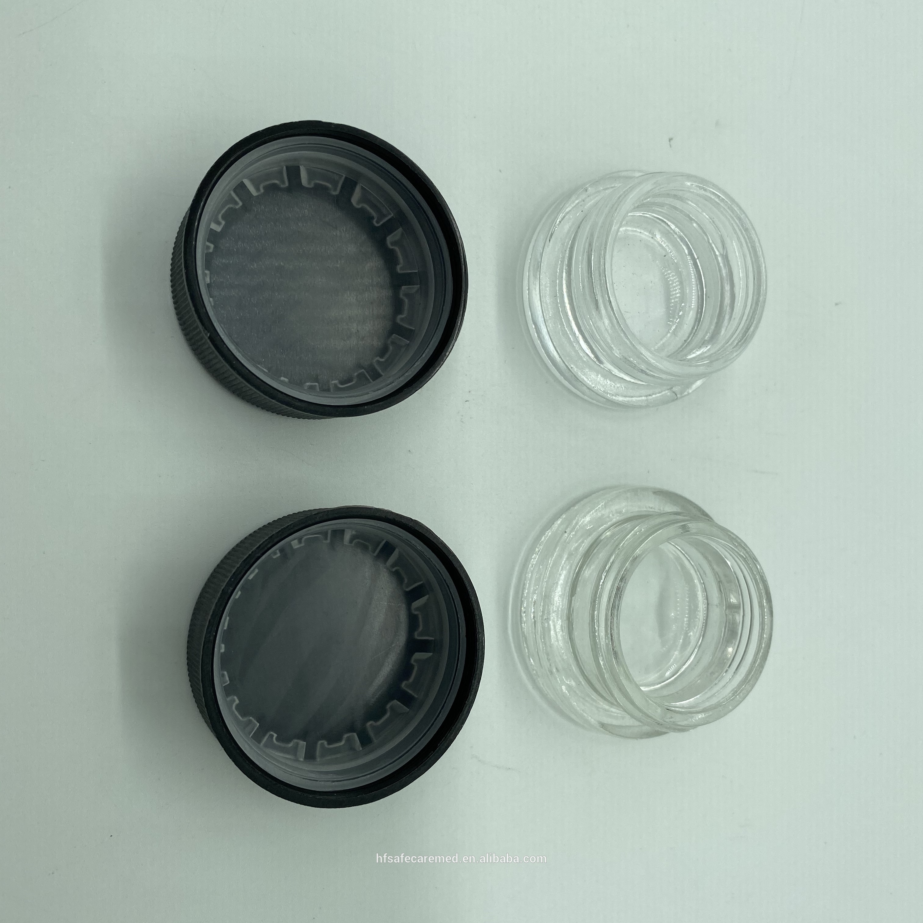 Child Proof 5ml Square Jar Glass Containers Cube Jars (Black Lid)