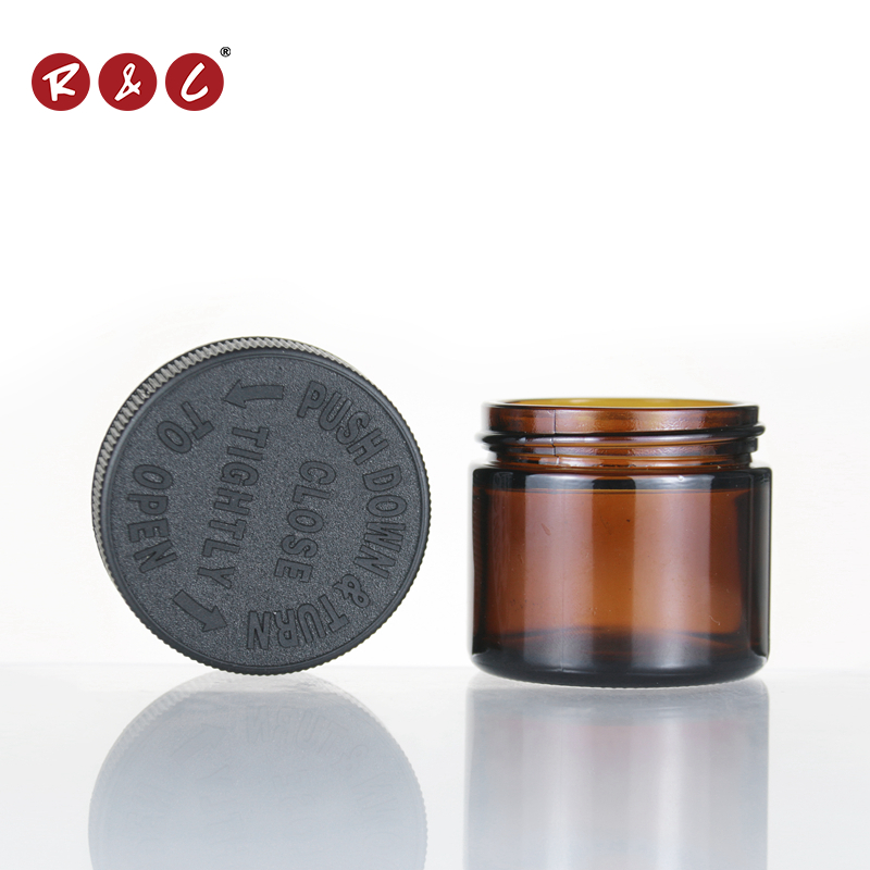 Child Proof Cap Glass Weed Container 1oz 2oz 3oz 4oz Hemp CBD Bottle Resistant Lid Jar