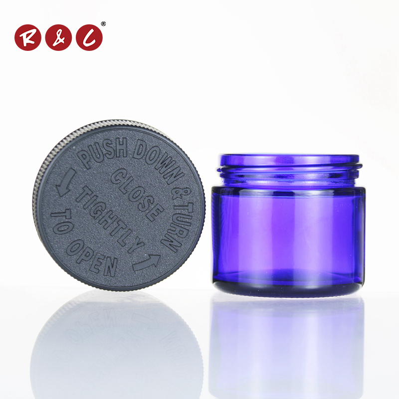 Child Proof Cap Glass Weed Container 1oz 2oz 3oz 4oz Hemp CBD Bottle Resistant Lid Jar