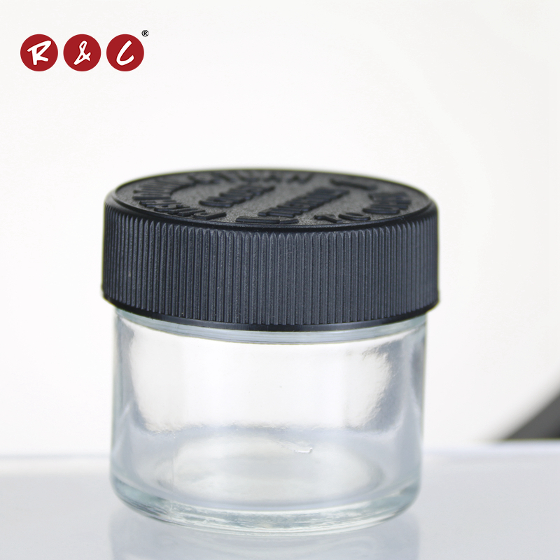 Child Proof Cap Glass Weed Container 1oz 2oz 3oz 4oz Hemp CBD Bottle Resistant Lid Jar