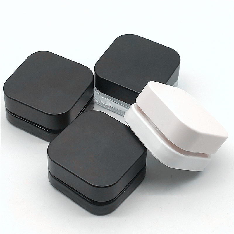 Child Resistant Black UV Glass Concentrate Container Square Cube Style 5ml 7ml 9ml Glass Jar with box and Black Lids