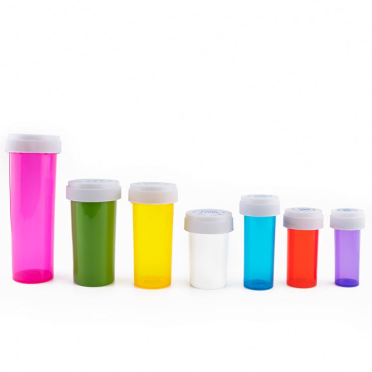 Child Resistant Cbd Pop Top Vials Weed Proof Containers Squeeze Pill Top Bottle