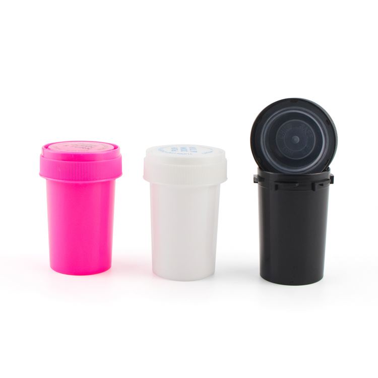 Child Resistant Cbd Pop Top Vials Weed Proof Containers Squeeze Pill Top Bottle