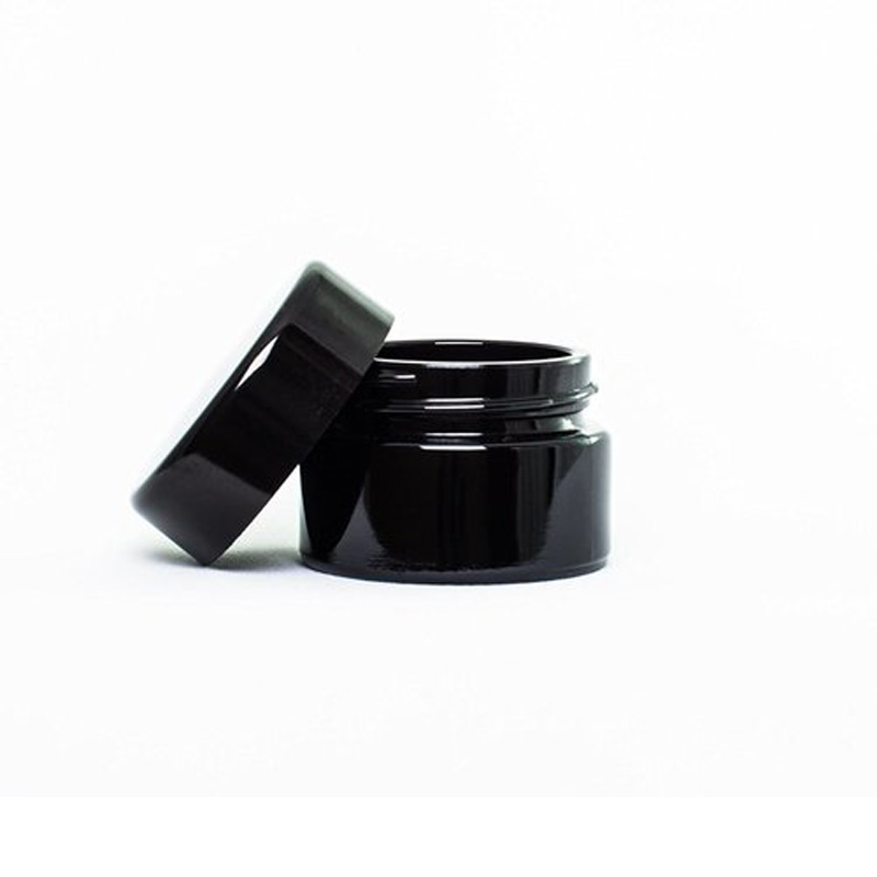 Child Resistant Matte Black Glass Cosmetic Jars Wholesale