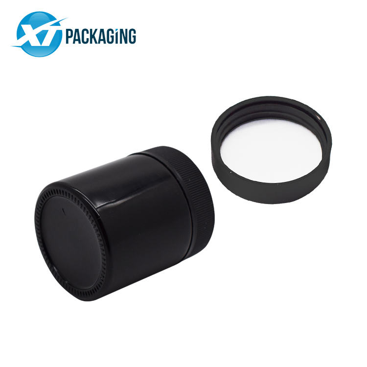 Child proof glass jar black UV effect with black screw caps 2oz 3oz cosmetic pet bottle