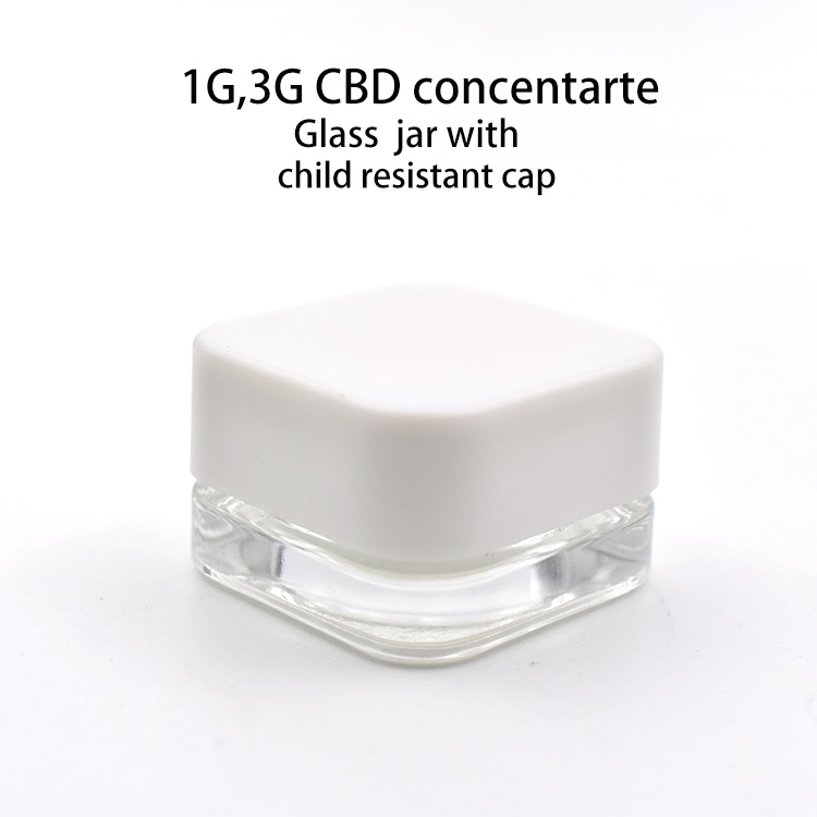 Child resistant CBD shatter Wax containers glass jar for 1g 3g 5g
