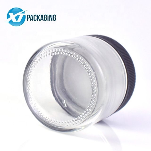 Child resistant clear 3oz glass jar with screw plastic lid for weed spice flower storage container 90ml