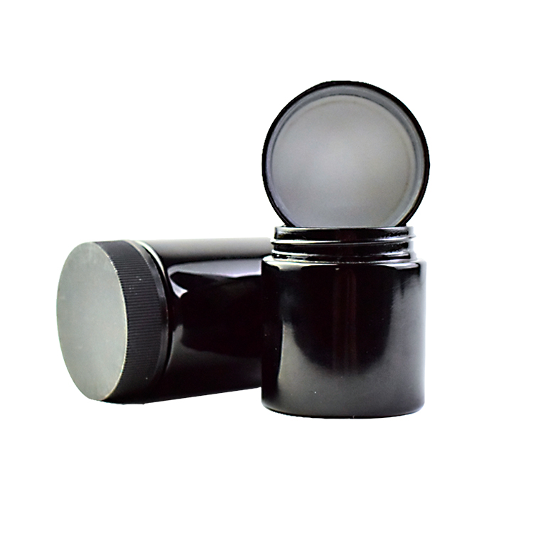 Child resistant lid glass jar 2-18 OZ black glass container