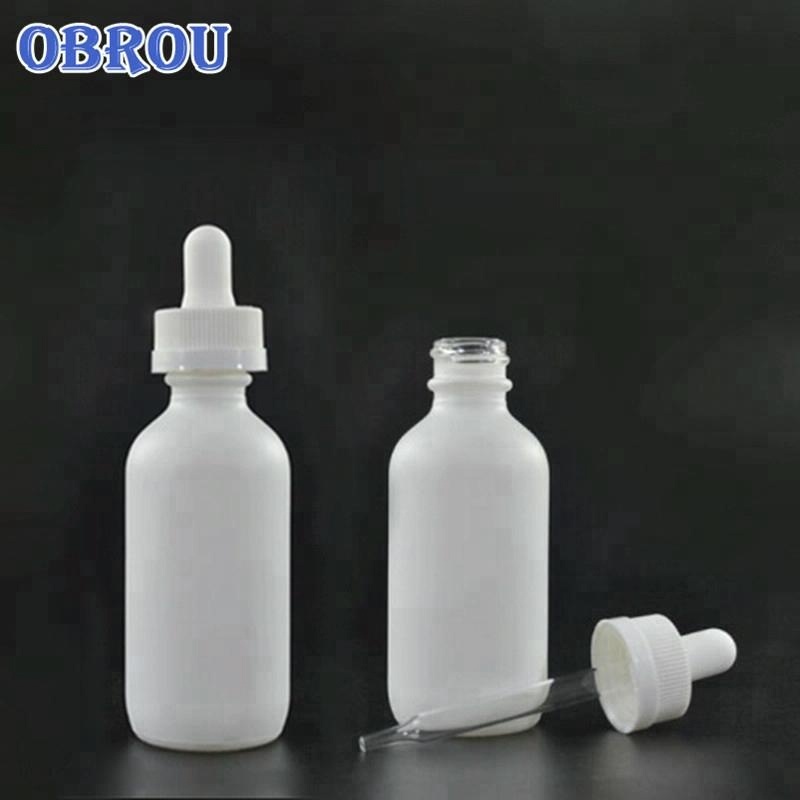 Childproof 60 ml white matte essential oil bottle 2oz vape liquid frosted glass pipette bottle