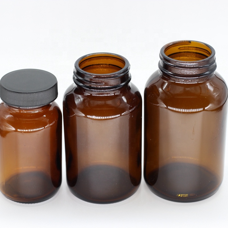 Childproof Cap CBD Glass Jar 75ml Amber Packer Wide Mouth Glass Bottle Pill Vitamin Bottles